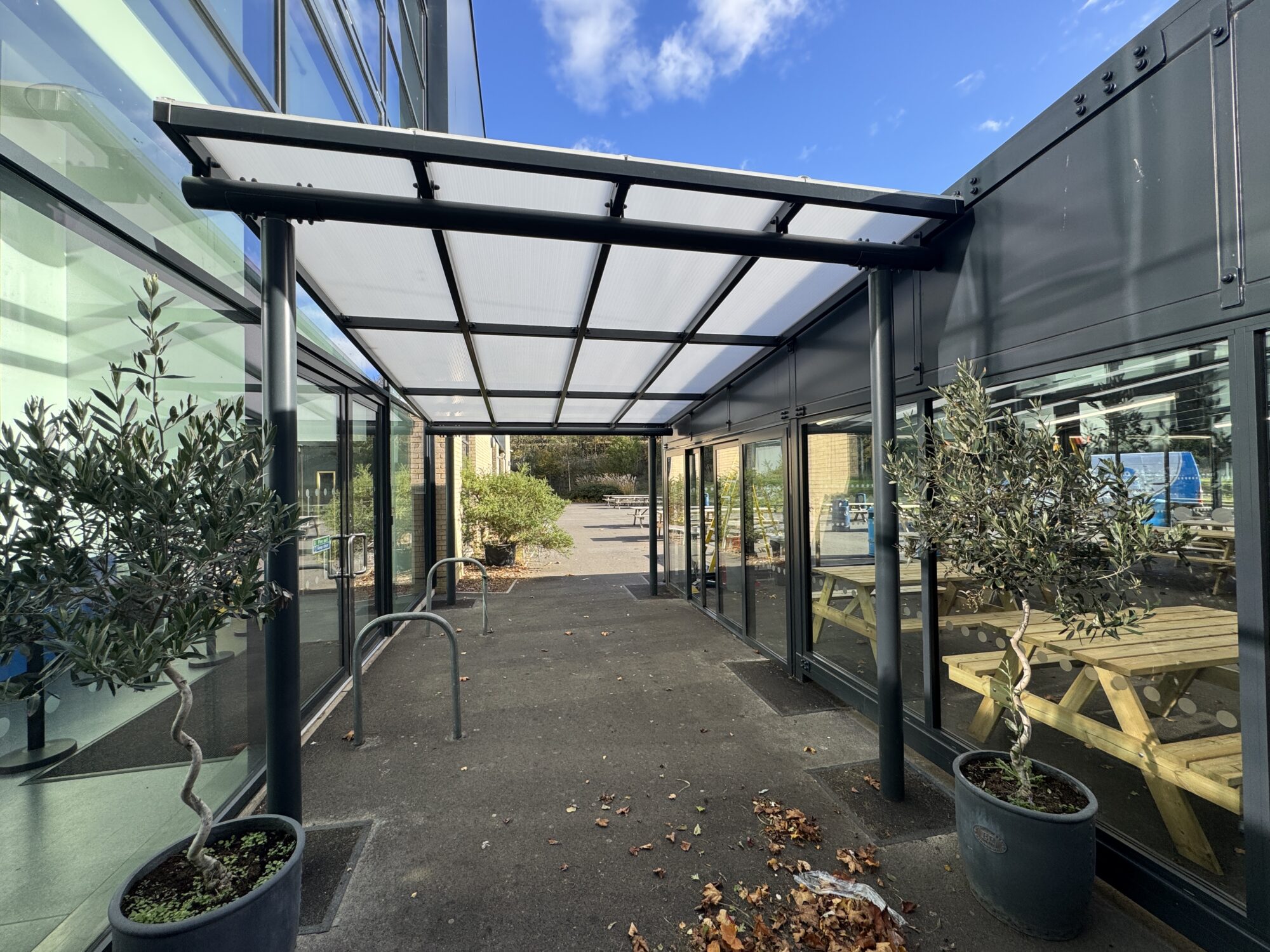 Mono-pitched canopy