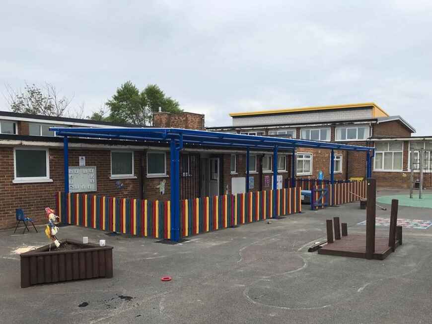 Seaton Sluice First School mono pitched canopy