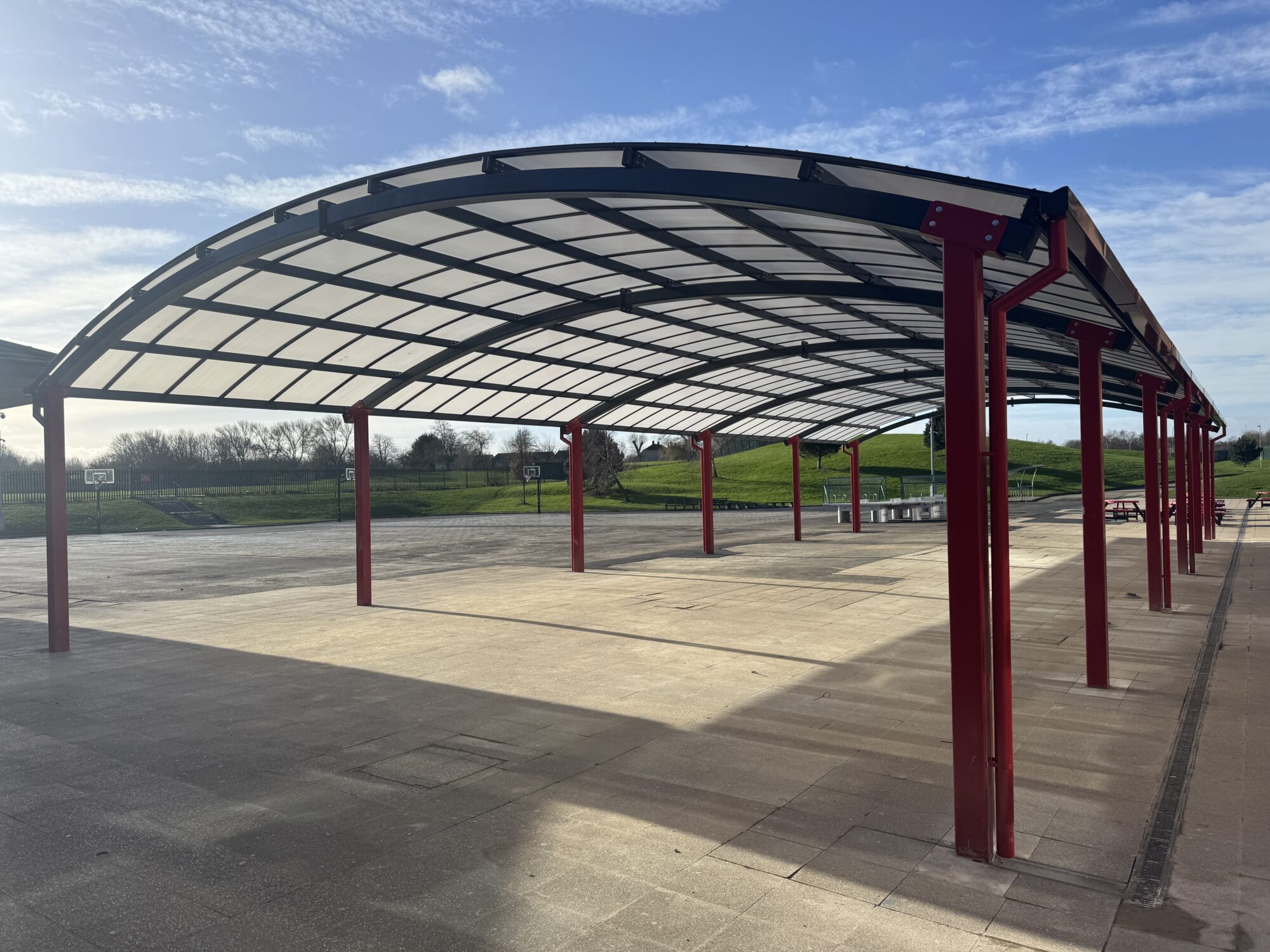 The new playground canopy at Hebburn Comprehensive School